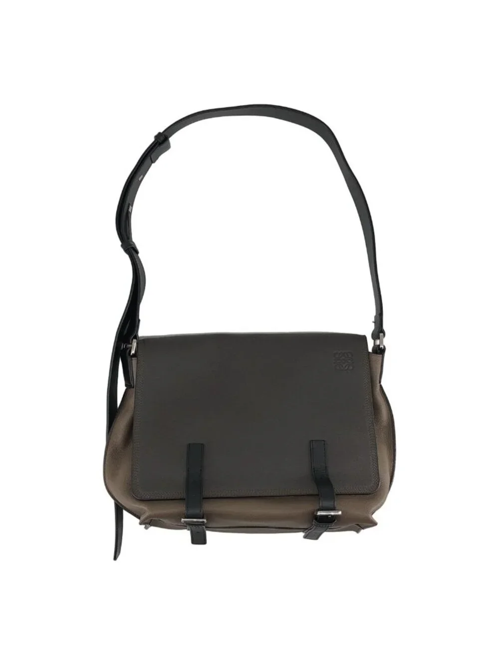 Loewe Leather Military Messenger Bag Gray Taupe